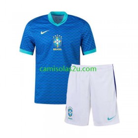 Camisolas de futebol Brasil Copa America Criança Equipamento Alternativa 2024 Manga Curta